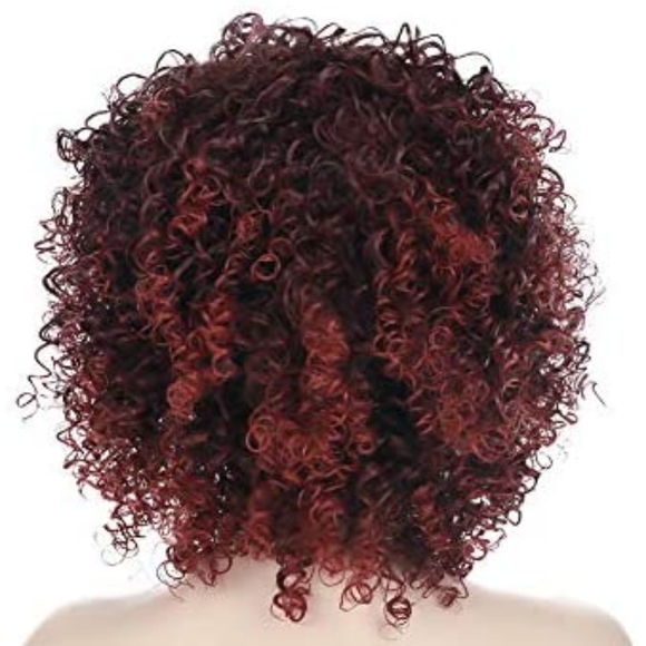 Dark Red Brown Afri Curly Full wig